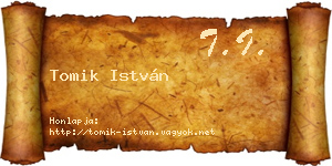 Tomik István névjegykártya